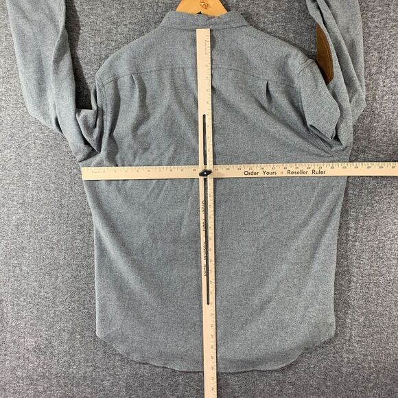 J Crew Wool Shirt Men Large‎ Gray Elbow Patch Huckberry Dapper Modern NEW - Picture 7 of 9